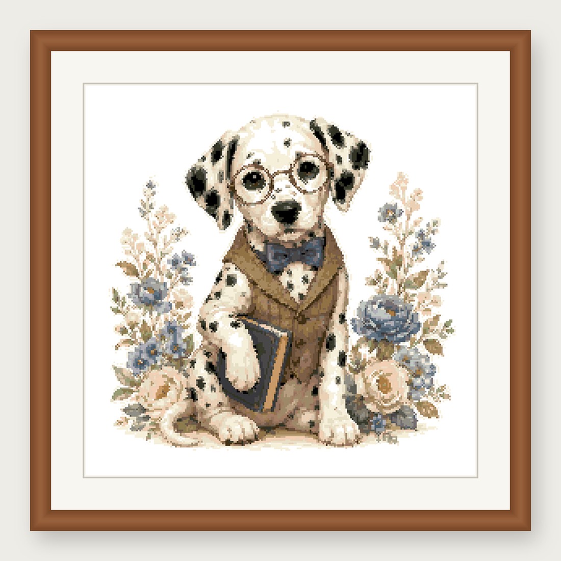 Dapper Dalmatian Cross Stitch Pattern, Whimsical Animal in Suit PDF