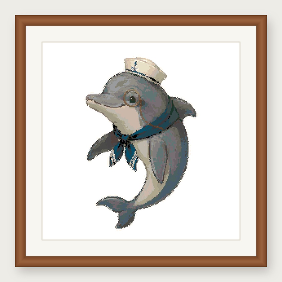 Dapper Dolphin Cross Stitch Pattern, Whimsical Animal in Suit PDF
