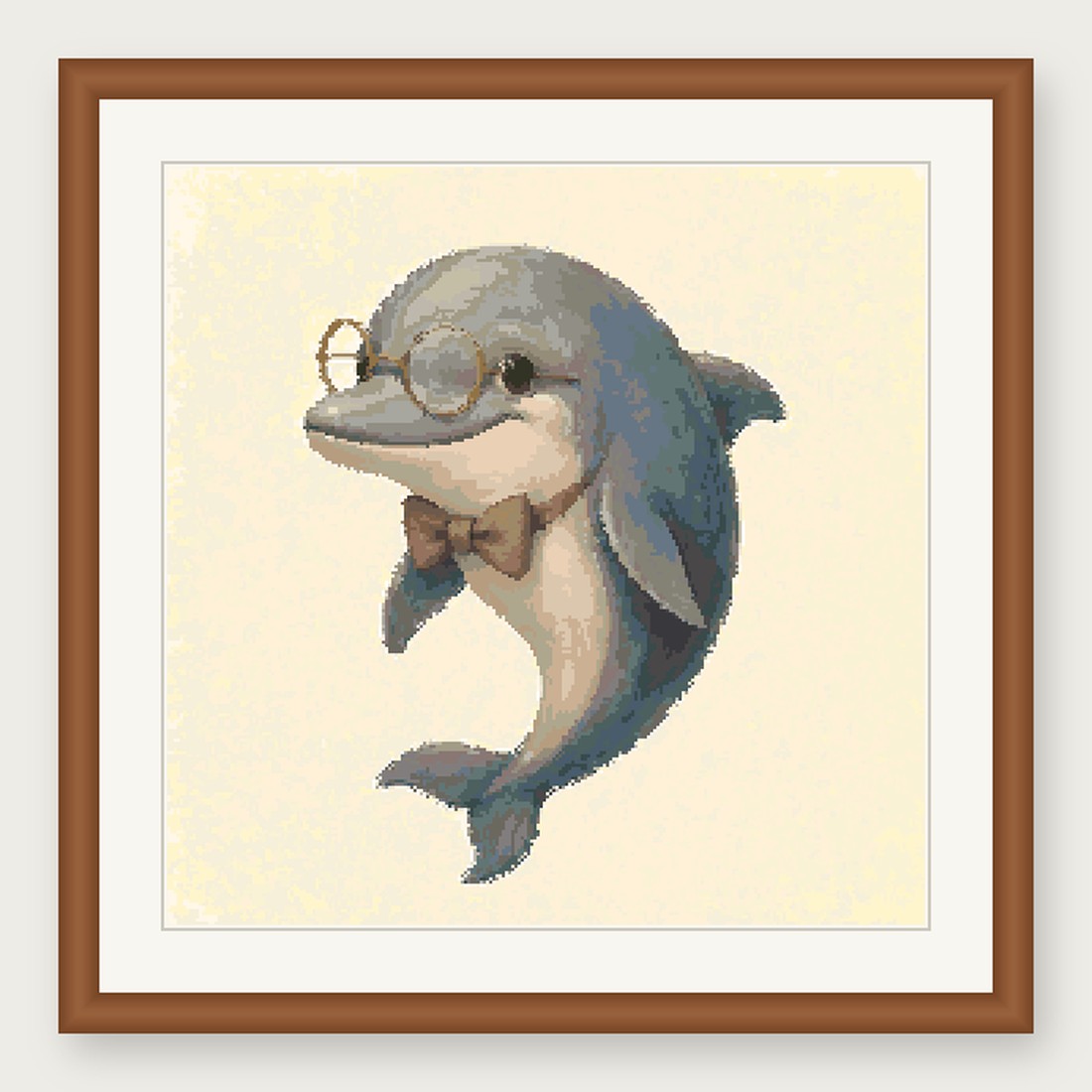 Dapper Dolphin Cross Stitch Pattern, Whimsical Animal in Suit PDF