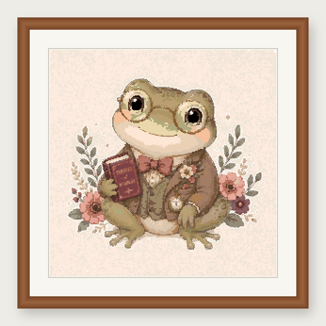 Dapper Frog Cross Stitch Pattern, Whimsical Animal in Suit PDF
