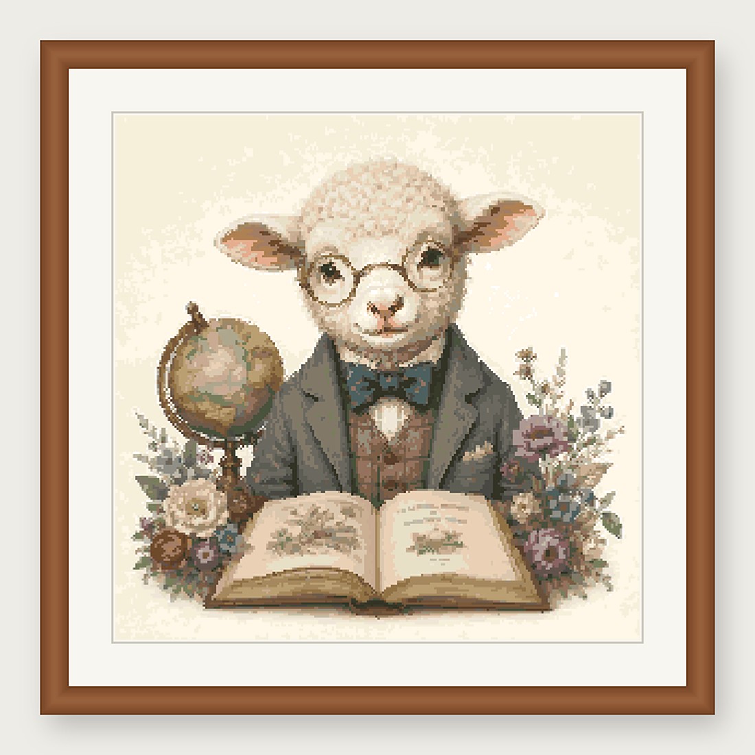 Dapper Sheep Cross Stitch Pattern, Whimsical Animal in Suit PDF