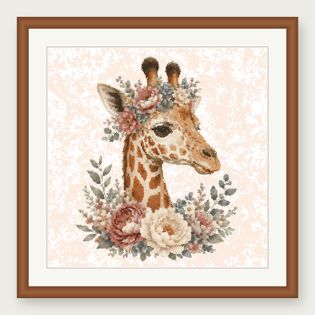 Giraffe Cross Stitch Pattern, Floral Watercolor Animal PDF