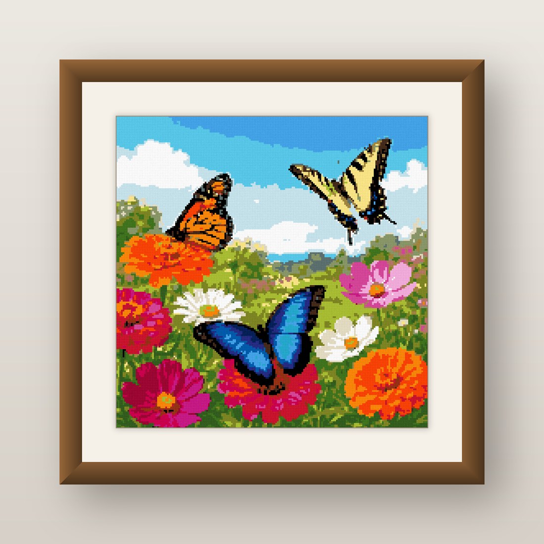 Butterflies and Flowers Cross Stitch Pattern, Monarch Morpho Garden PDF