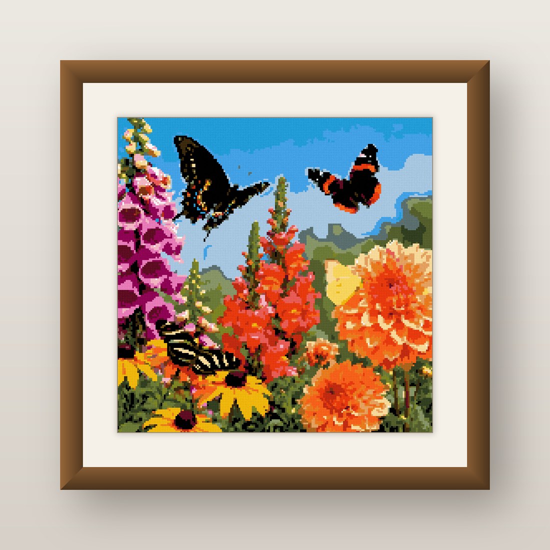 Butterfly Garden Cross Stitch Pattern, Foxglove Swallowtail Bloom PDF