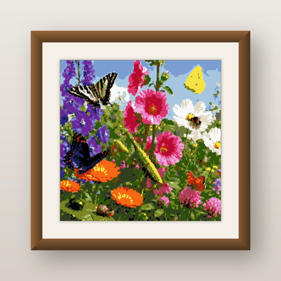 Butterfly Garden Cross Stitch Pattern, Coneflower Bee Swallowtail PDF