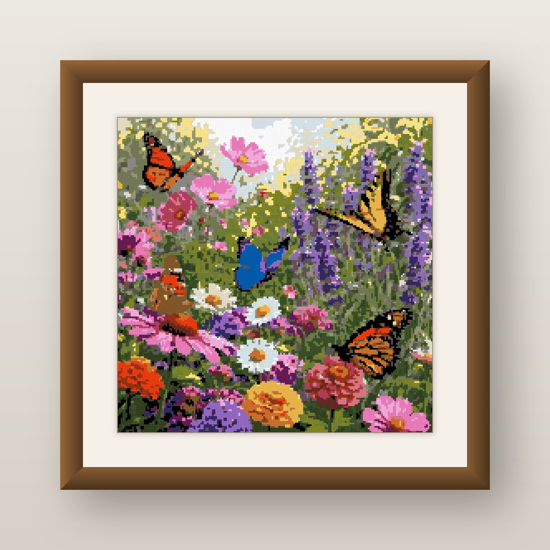 Lilac Butterfly Garden Cross Stitch Pattern, Monarch Morpho Bloom PDF