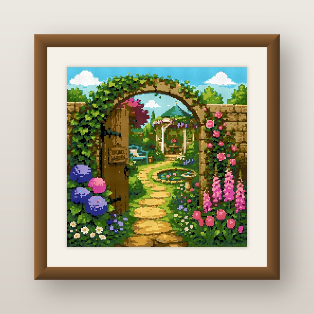 Hydrangea Arch Cross Stitch Pattern, Secret Garden Foxglove Path PDF