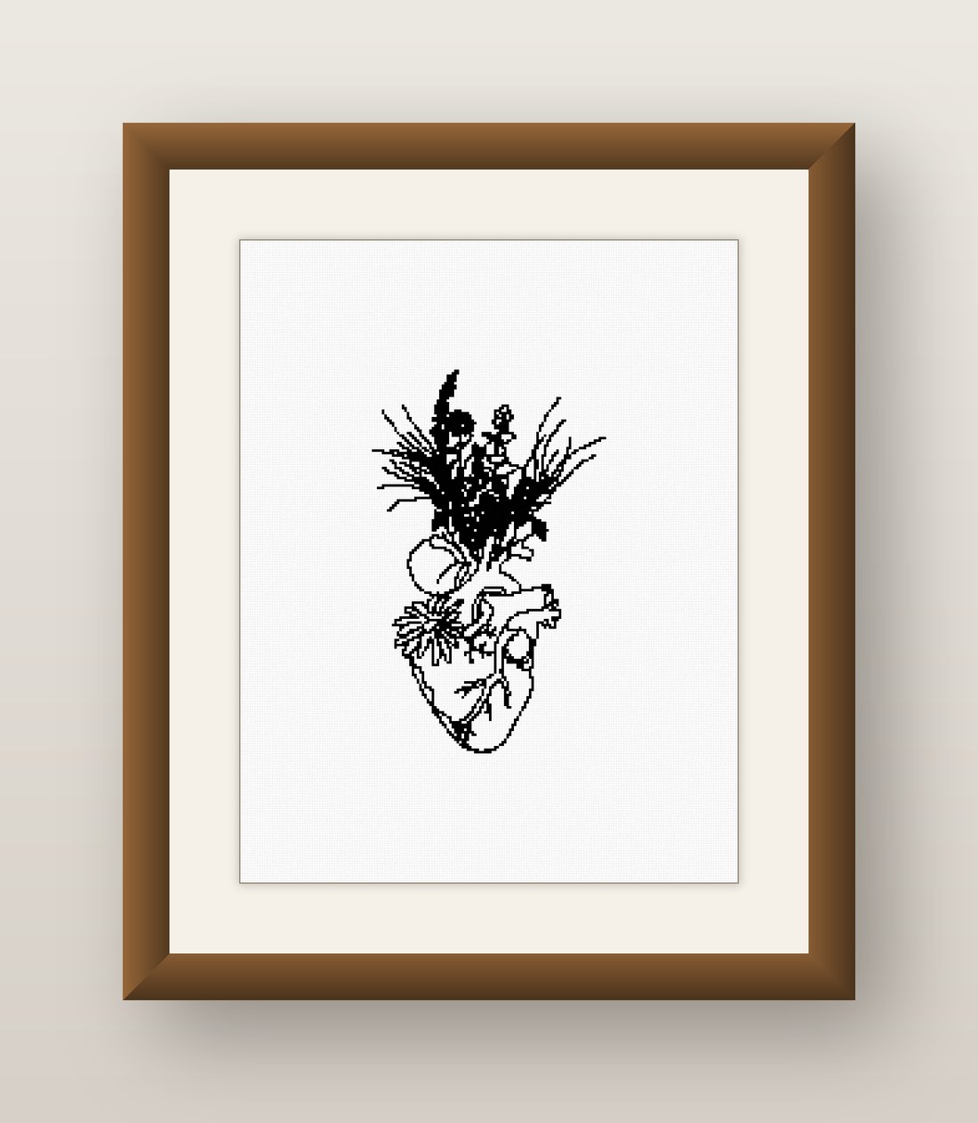 Floral Hair Cross Stitch Pattern, Minimalist Line Art Woman PDF