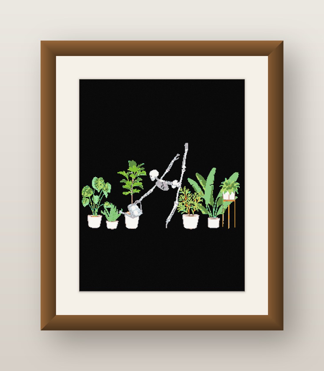 Potted Plants Cross Stitch Pattern, Houseplant Shelf Still Life PDF