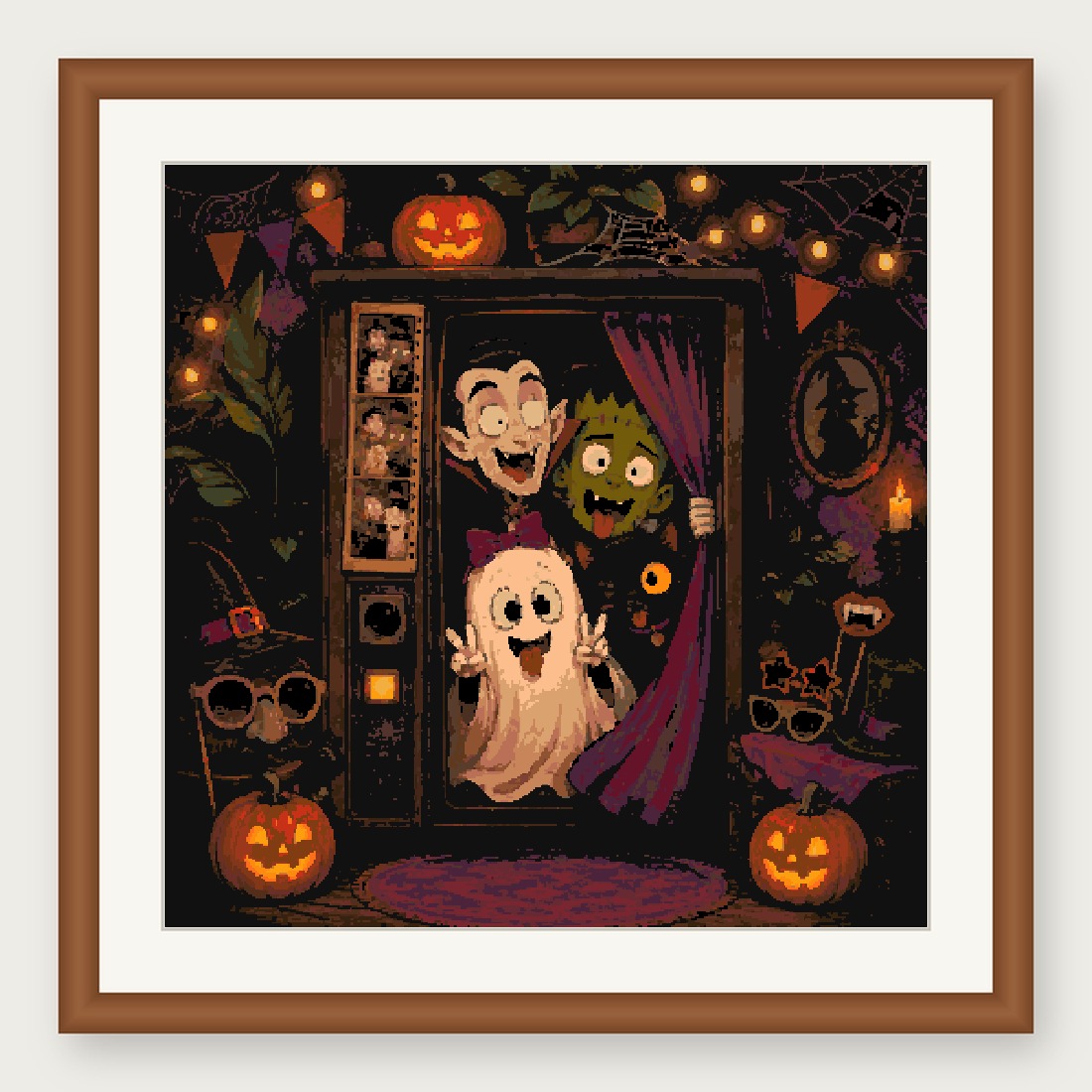 Ghost Photo Booth Cross Stitch Pattern, Halloween Party PDF