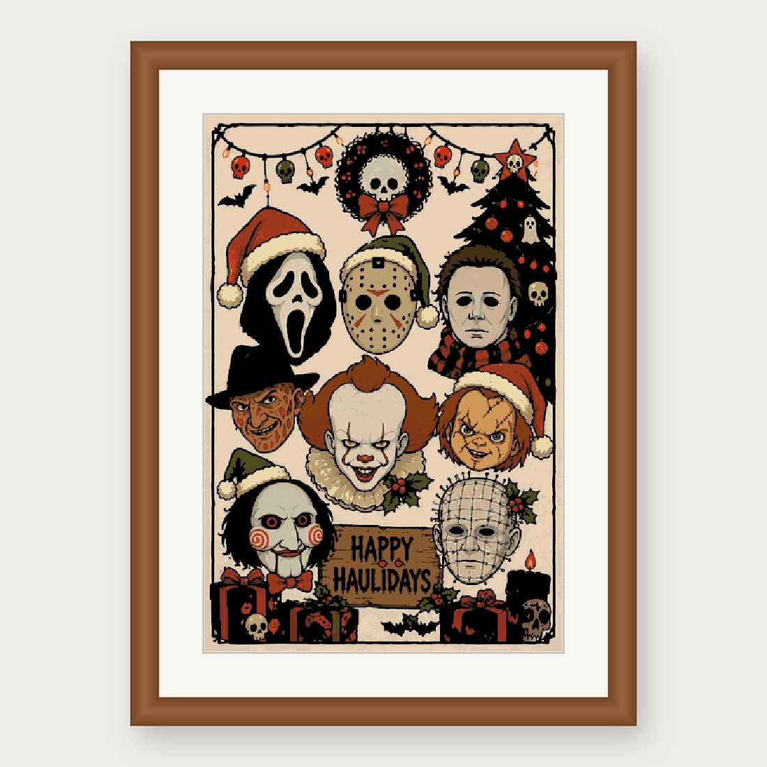 Happy Haulidays Cross Stitch Pattern, Horror Christmas Poster PDF