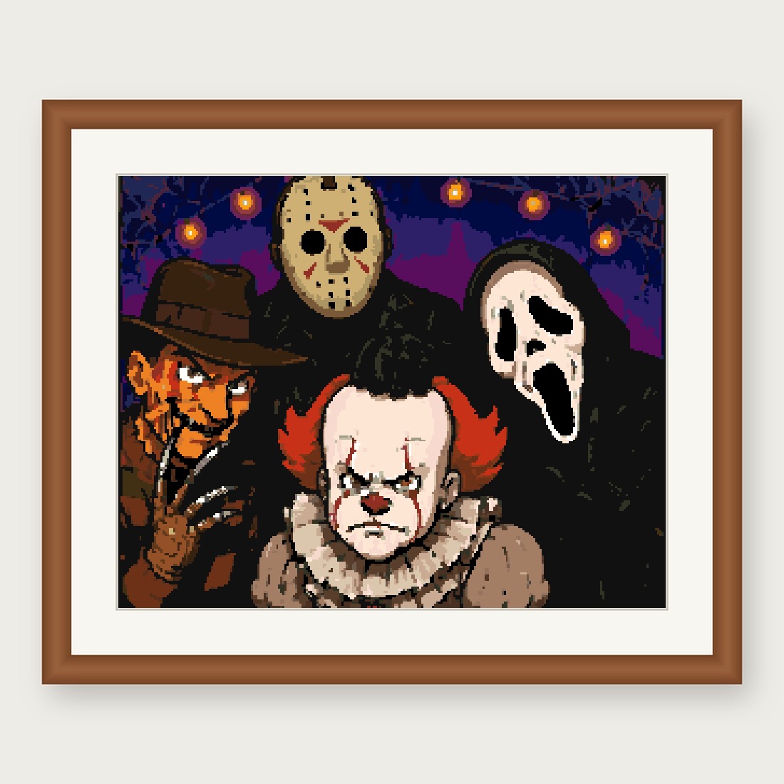 Horror Photo Booth Cross Stitch Pattern, Slasher Group Hug PDF
