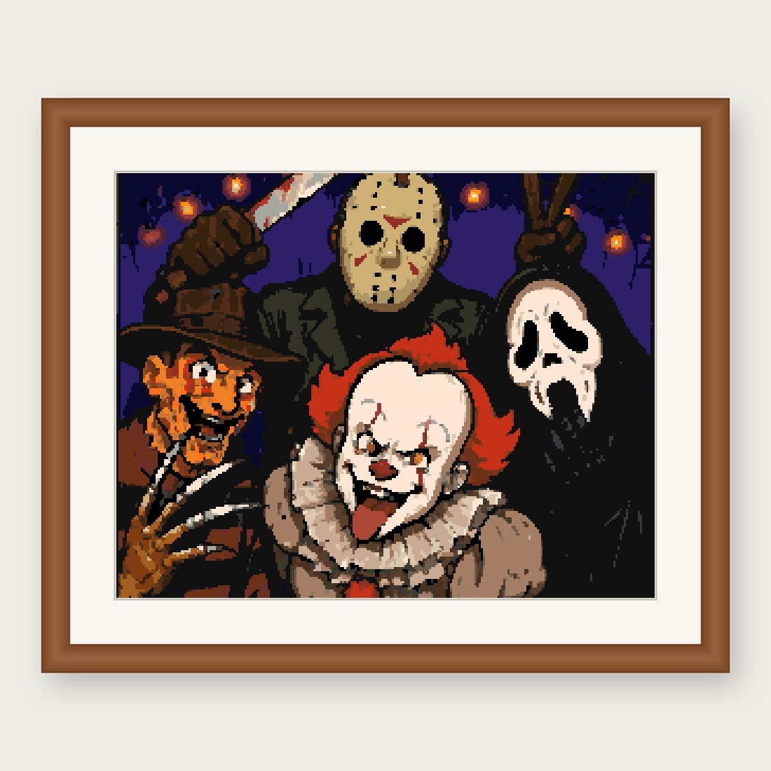 Horror Photo Booth Cross Stitch Pattern, Peace Sign Slasher PDF