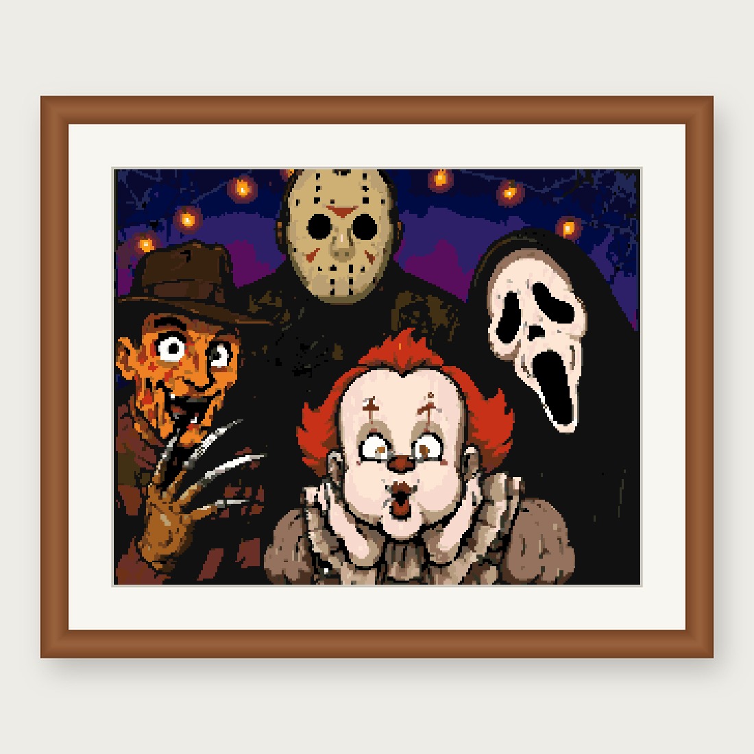 Horror Photo Booth Cross Stitch Pattern, Surprised Slasher PDF