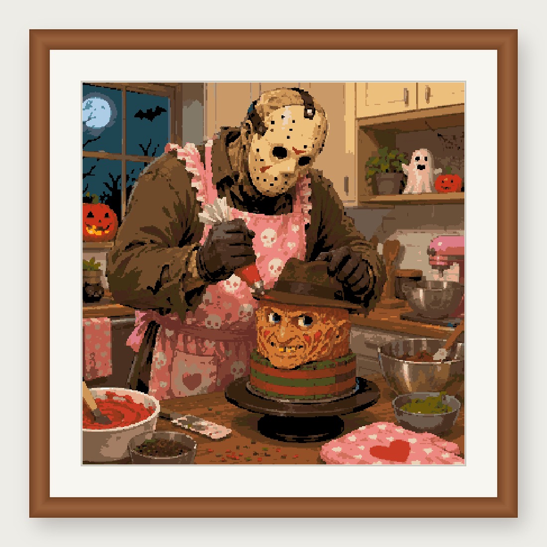 Horror Baking Cross Stitch Pattern, Funny Slasher Kitchen PDF