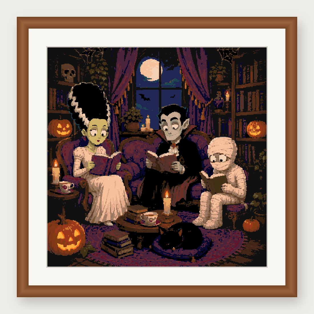 Monster Book Club Cross Stitch Pattern, Vampire Library PDF