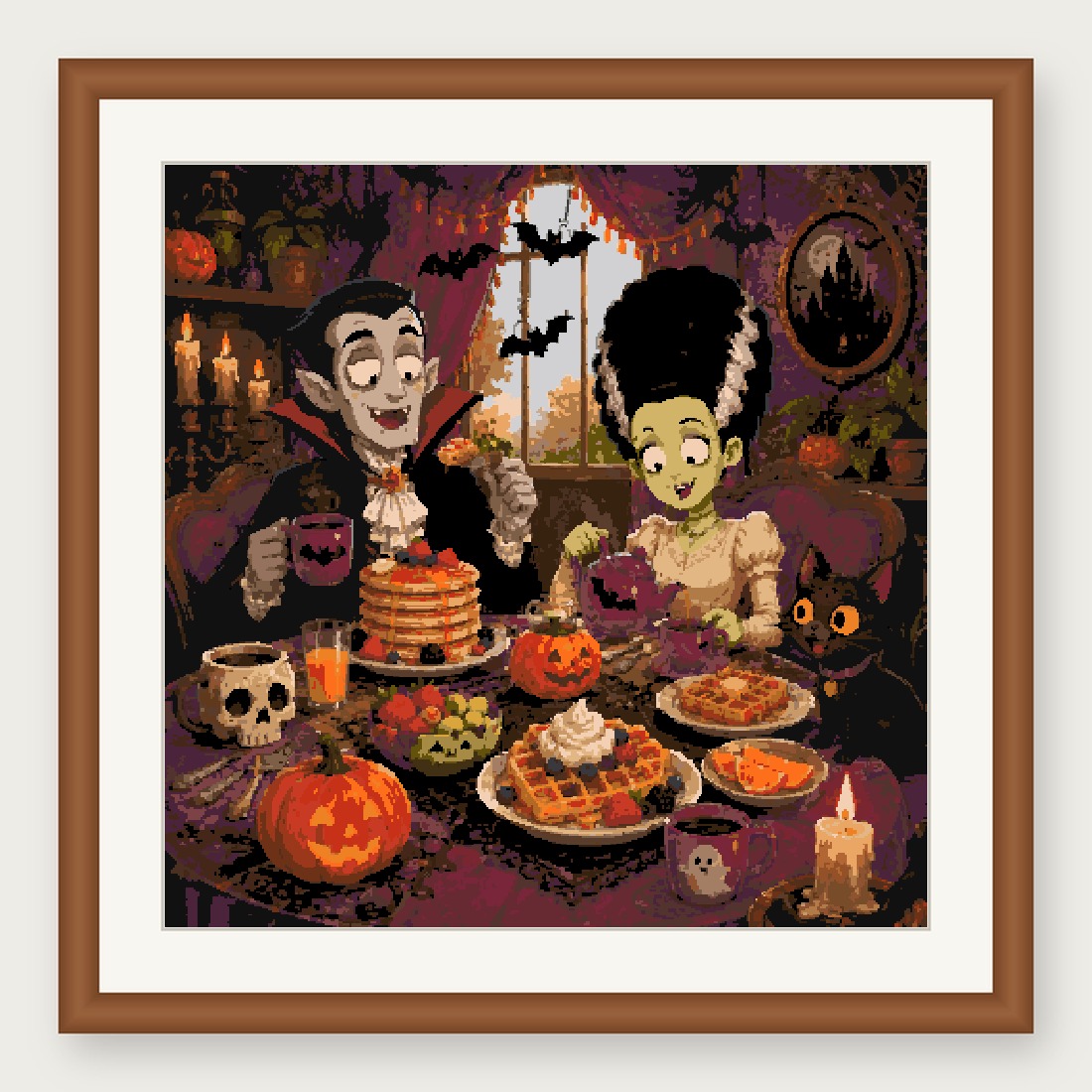 Monster Brunch Cross Stitch Pattern, Vampire Breakfast PDF