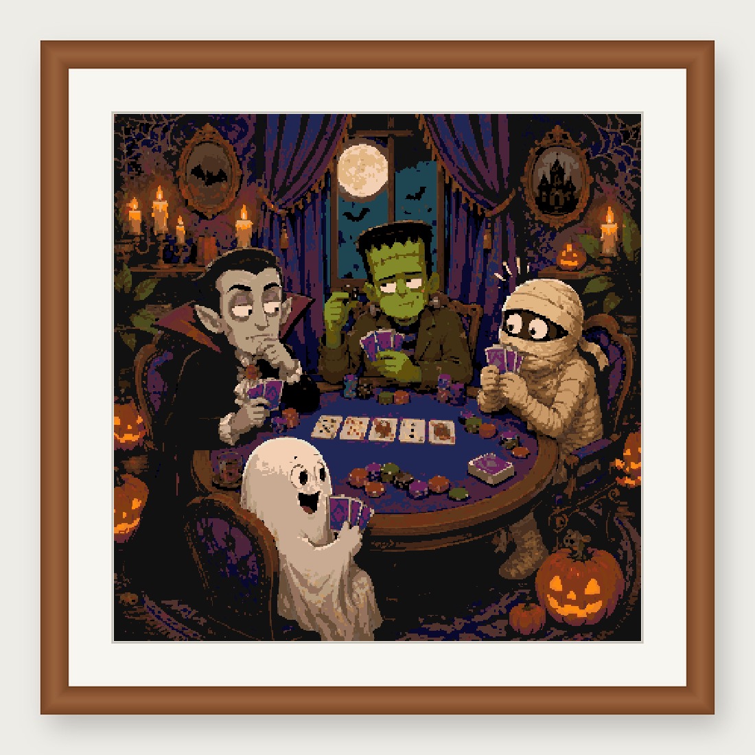 Monster Poker Cross Stitch Pattern, Vampire Card Game PDF