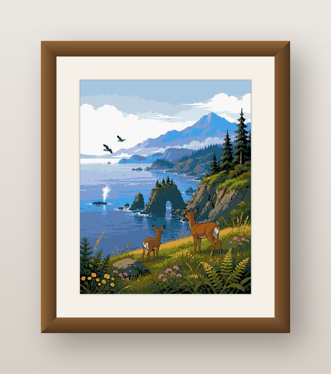 Coastal Cliff Cross Stitch Pattern, Deer Ocean Sea Stack View PDF