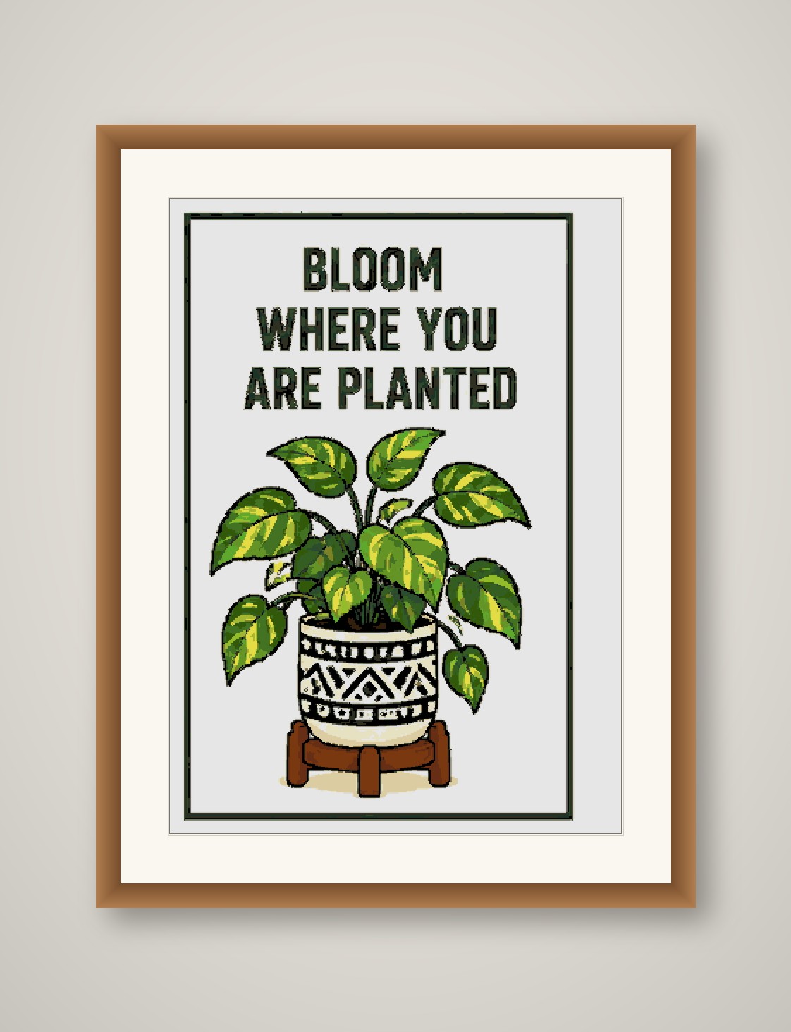 Bloom Where You Are Planted Cross Stitch Pattern, Boho Plant Quote PDF