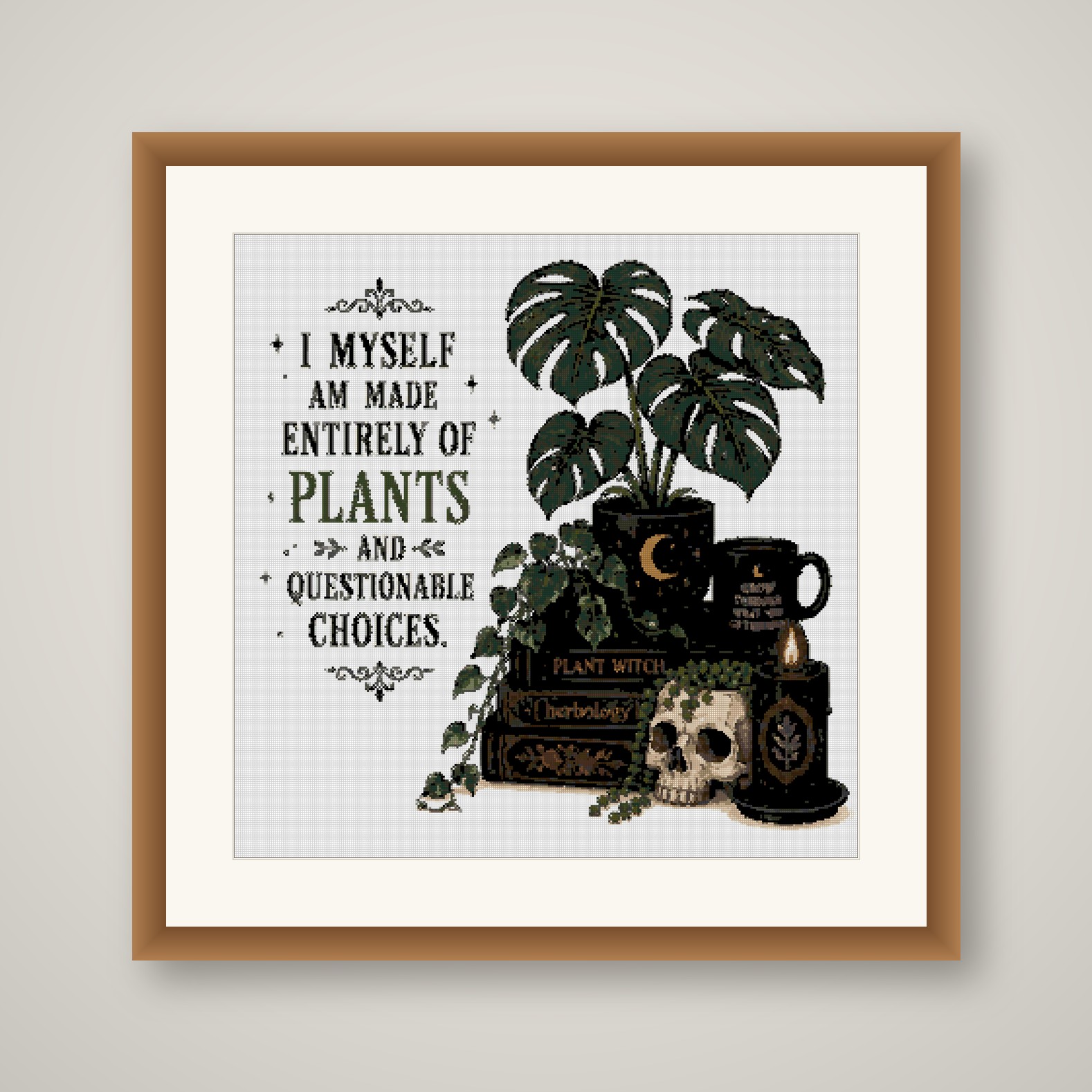 Made of Plants Cross Stitch Pattern, Plant Witch Botanical Wall Art PDF