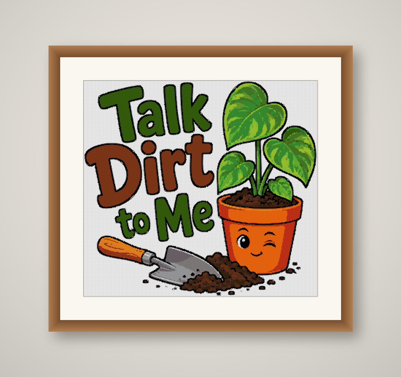 Talk Dirt to Me Cross Stitch Pattern, Funny Gardening Plant Pun PDF