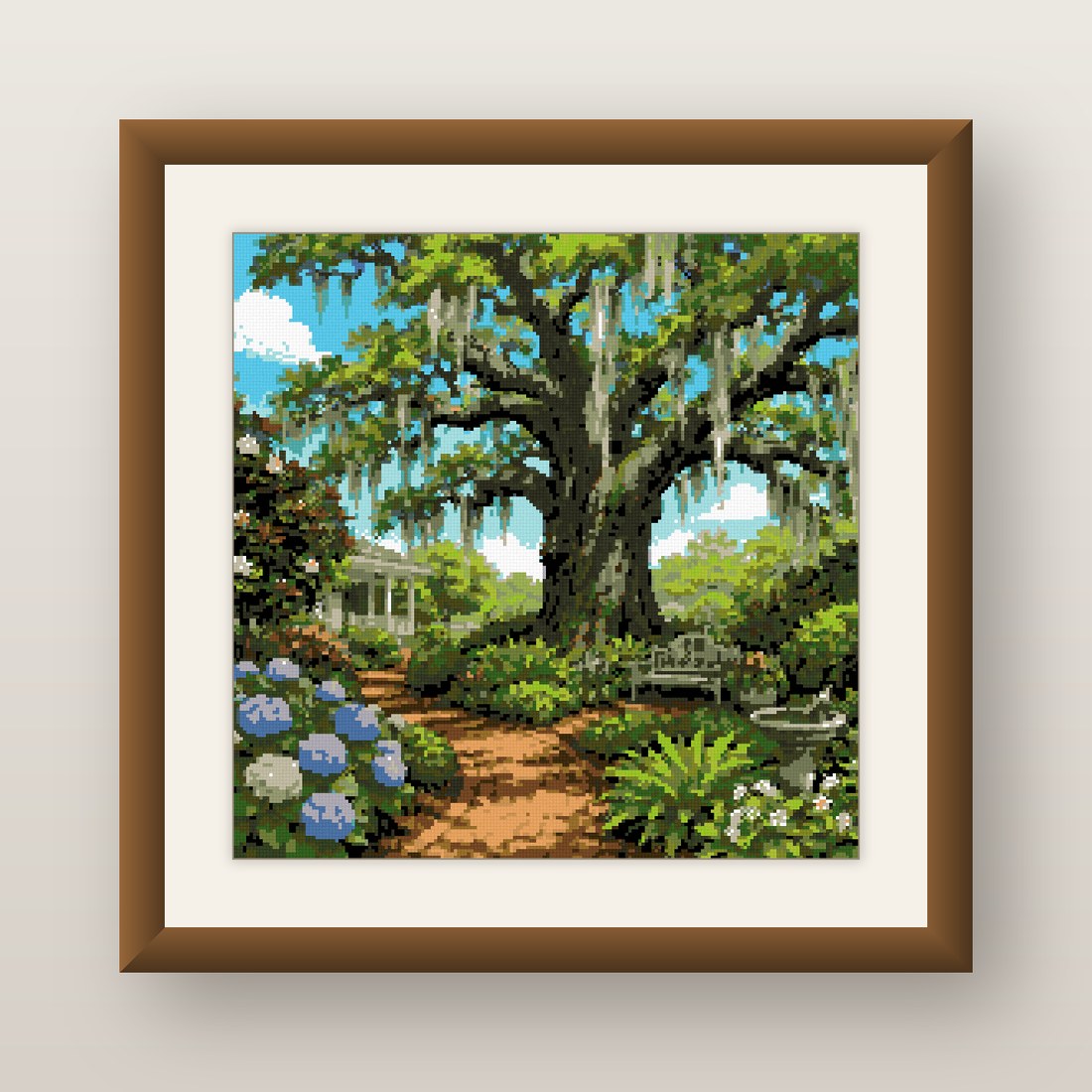 Southern Manor Cross Stitch Pattern, Live Oak Hydrangea Estate PDF