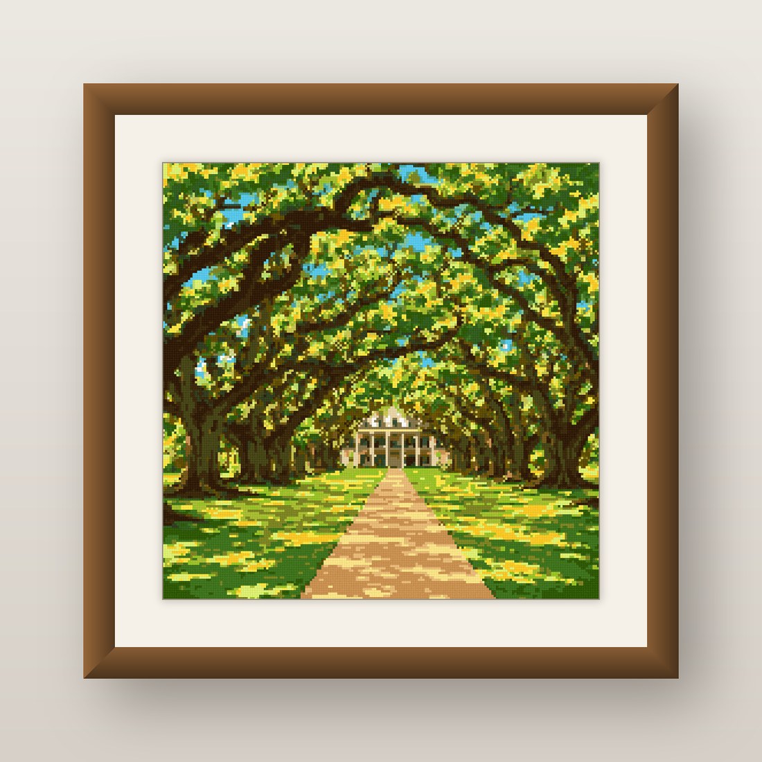 Oak Alley Cross Stitch Pattern, Southern Live Oak Manor Path PDF