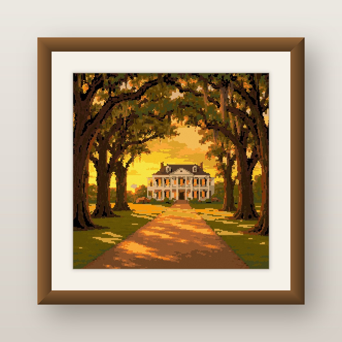 Southern Manor Cross Stitch Pattern, Oak Alley Sunset Estate PDF