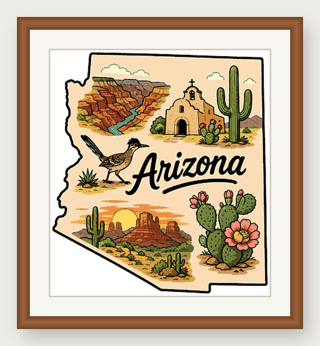 Arizona State Cross Stitch Pattern, State Shape Travel Souvenir PDF