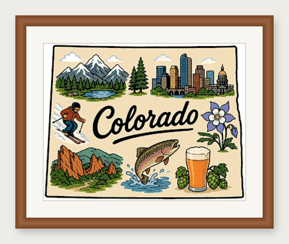 Colorado State Cross Stitch Pattern, State Shape Travel Souvenir PDF