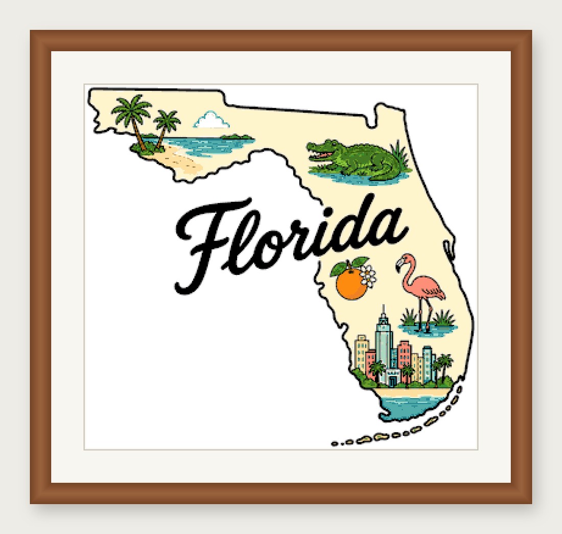 Florida State Cross Stitch Pattern, State Shape Travel Souvenir PDF