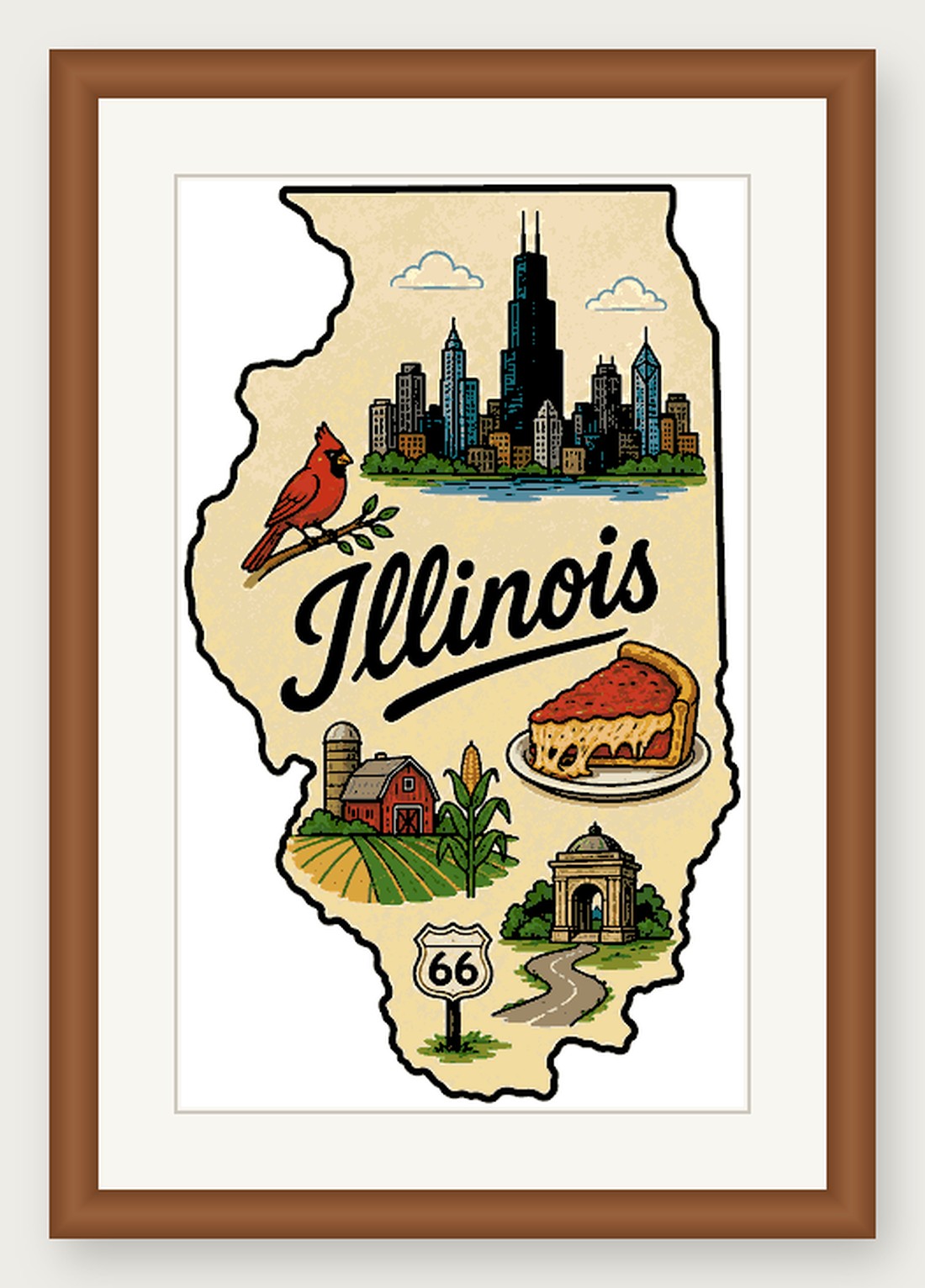 Illinois State Cross Stitch Pattern, State Shape Travel Souvenir PDF