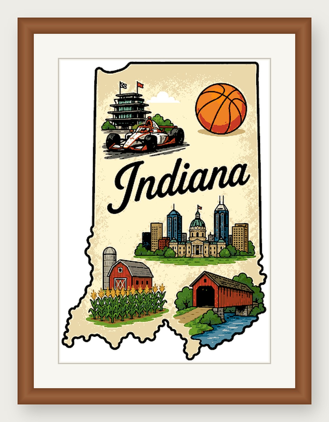 Indiana State Cross Stitch Pattern, State Shape Travel Souvenir PDF