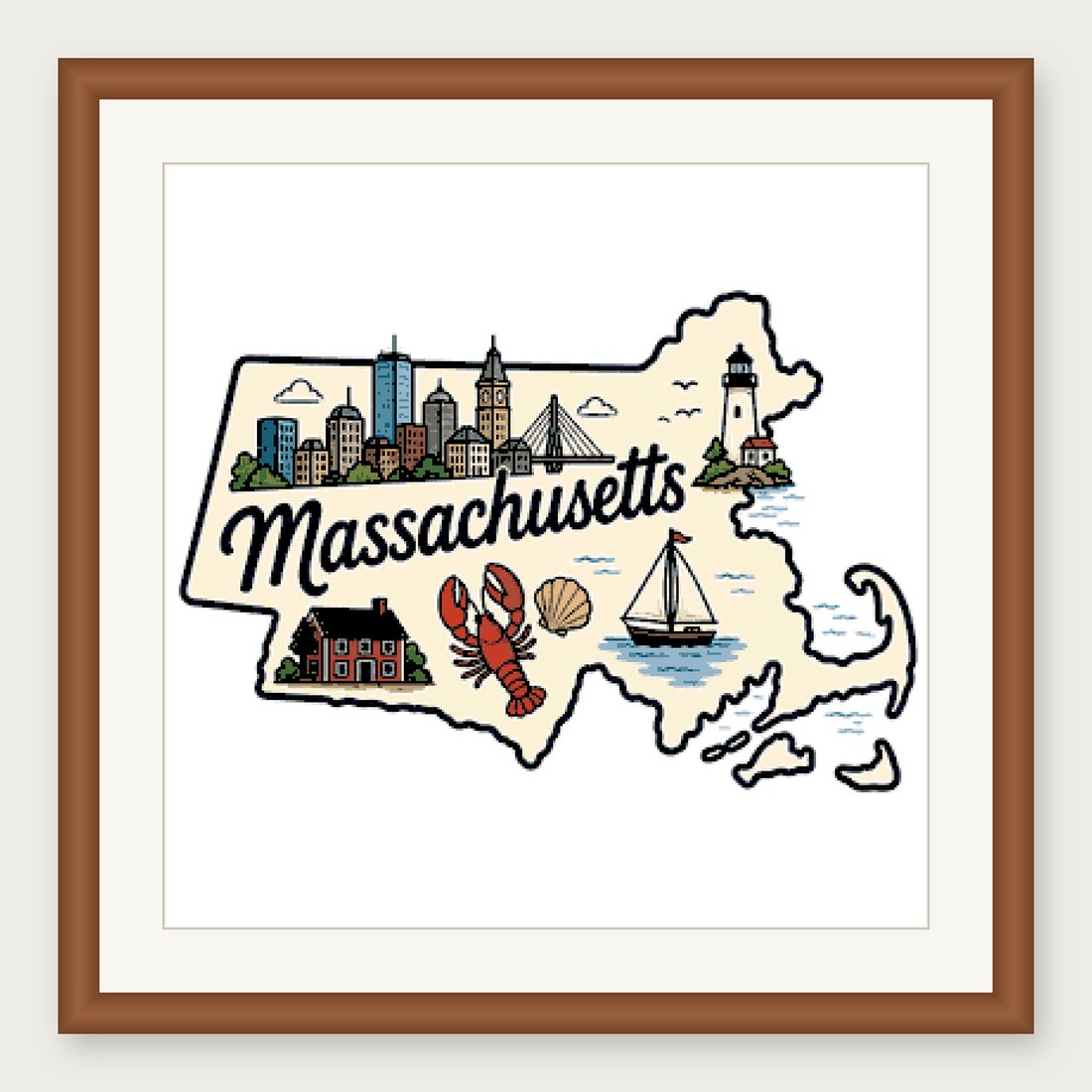 Massachusetts State Cross Stitch Pattern, State Shape Travel Souvenir PDF