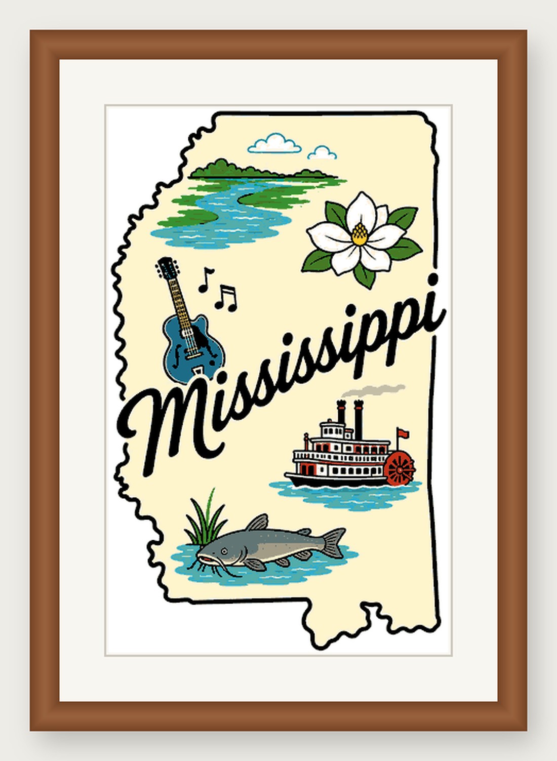 Mississippi State Cross Stitch Pattern, State Shape Travel Souvenir PDF