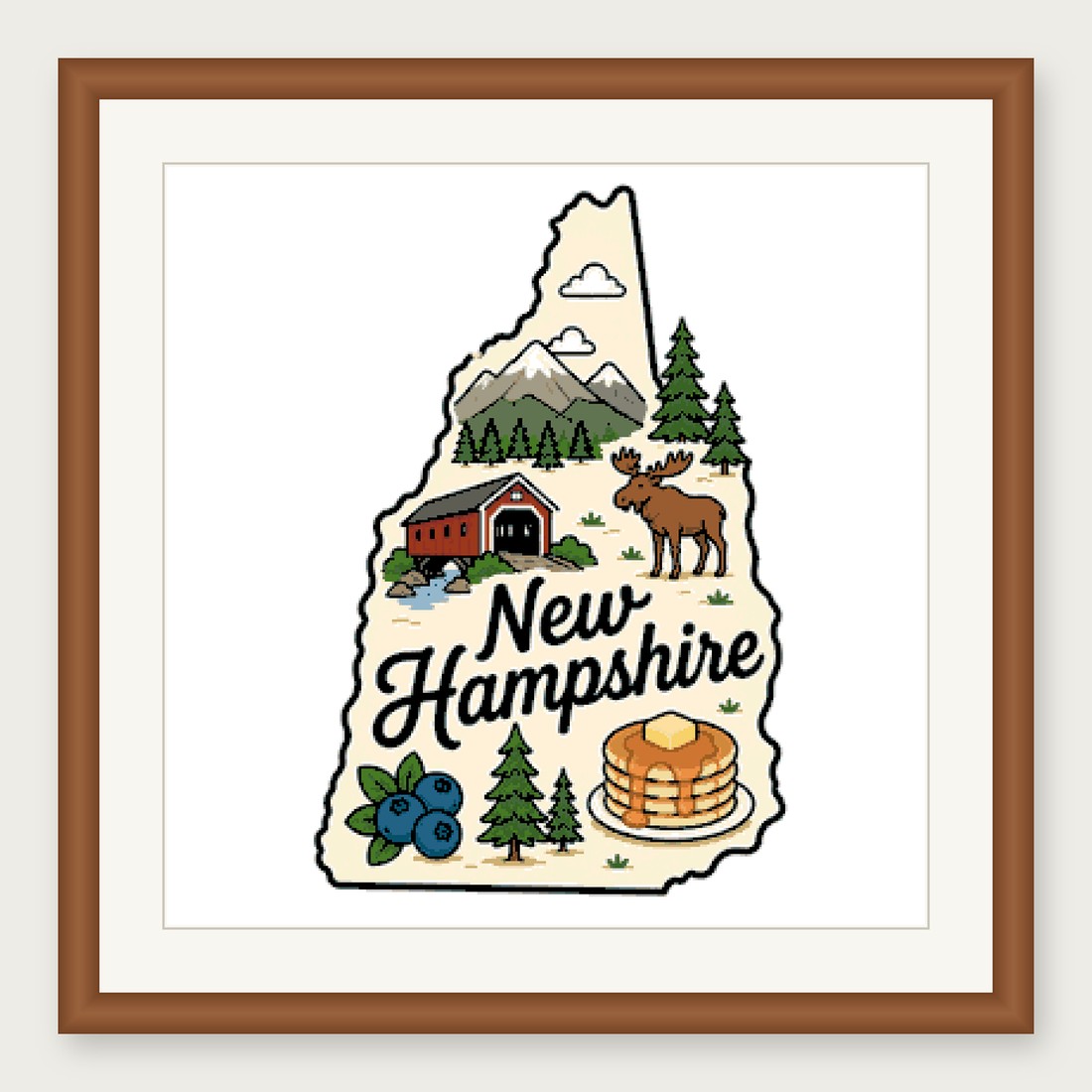 New Hampshire State Cross Stitch Pattern, State Shape Travel Souvenir PDF