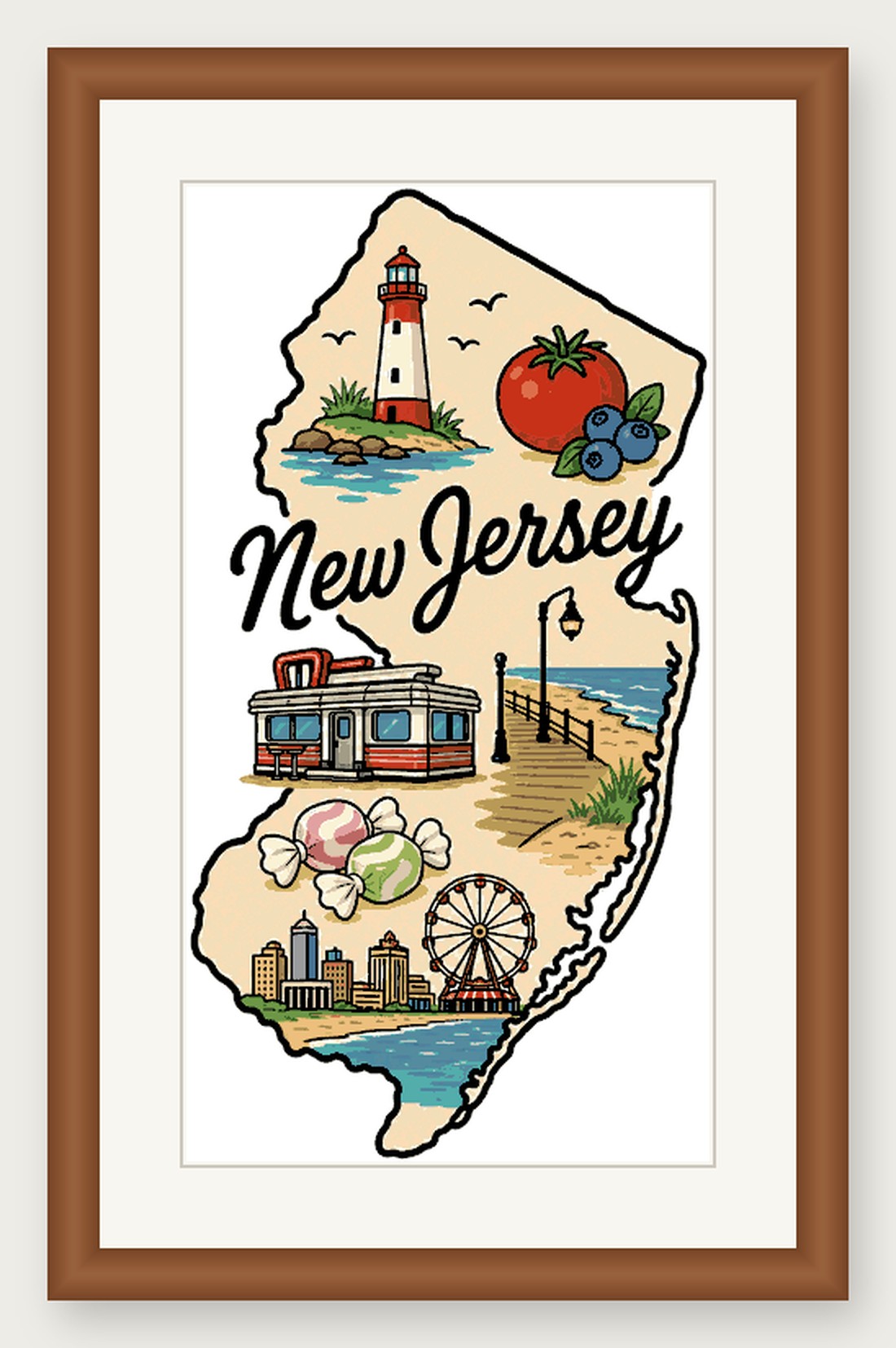 New Jersey State Cross Stitch Pattern, State Shape Travel Souvenir PDF