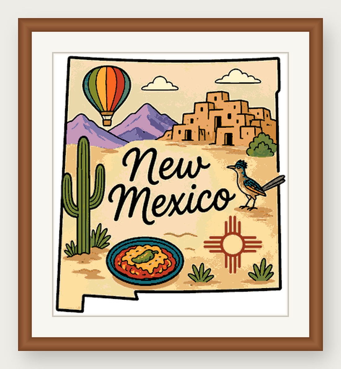 New Mexico State Cross Stitch Pattern, State Shape Travel Souvenir PDF