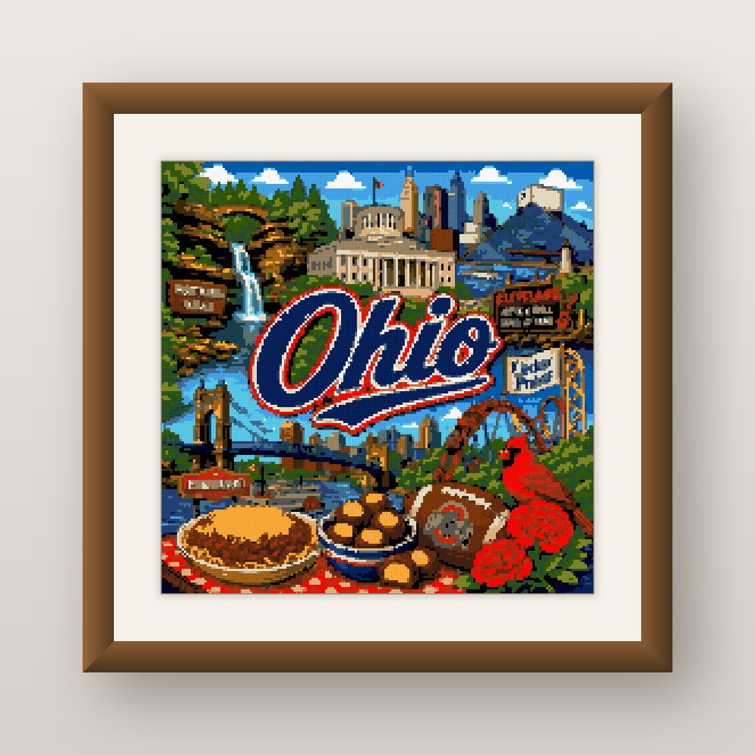 Ohio State Cross Stitch Pattern, Rock and Roll Travel Souvenir PDF