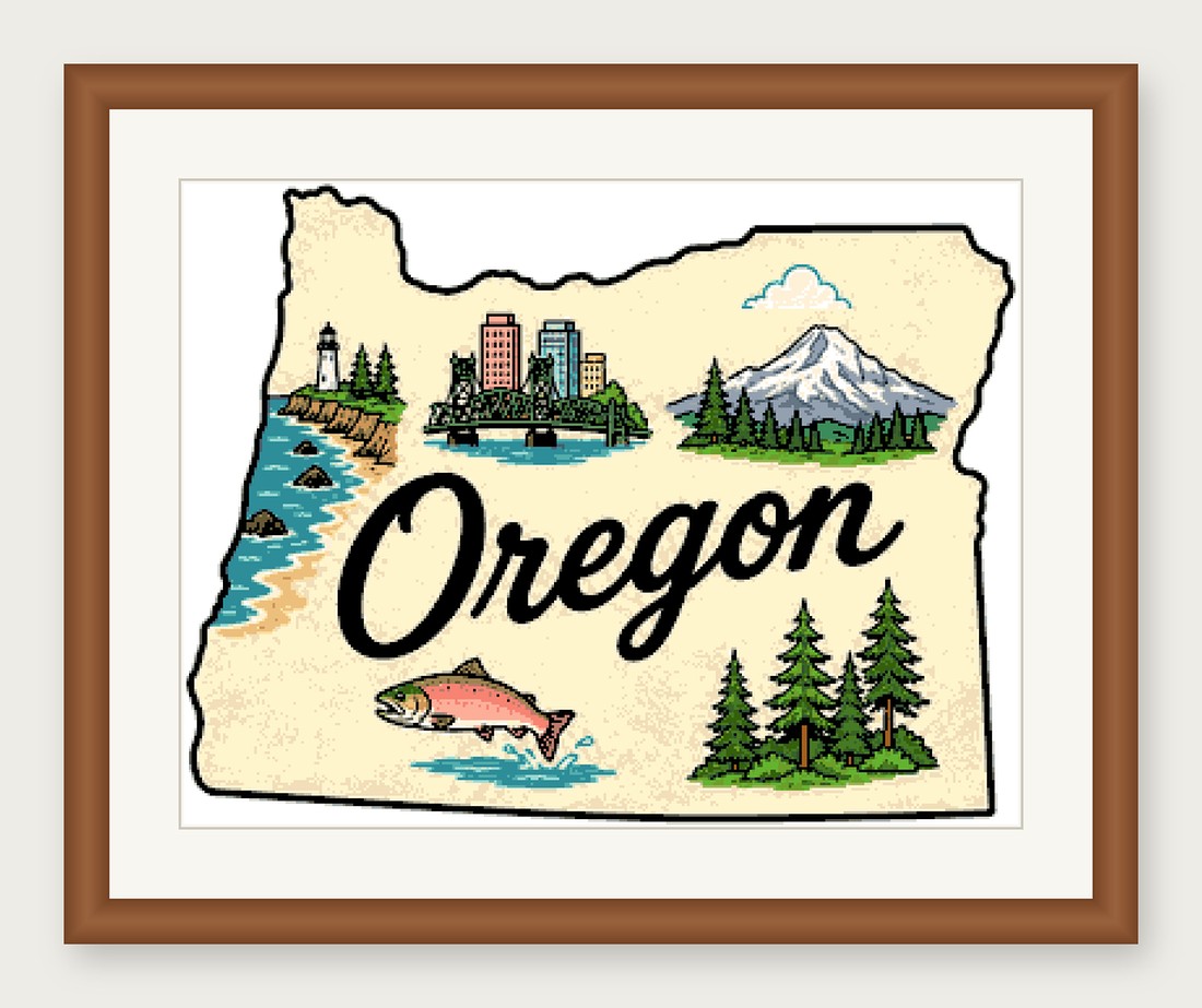 Oregon State Cross Stitch Pattern, State Shape Travel Souvenir PDF