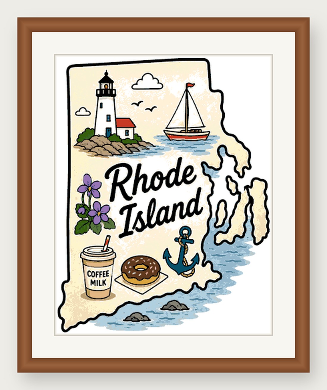 Rhode Island State Cross Stitch Pattern, State Shape Travel Souvenir PDF
