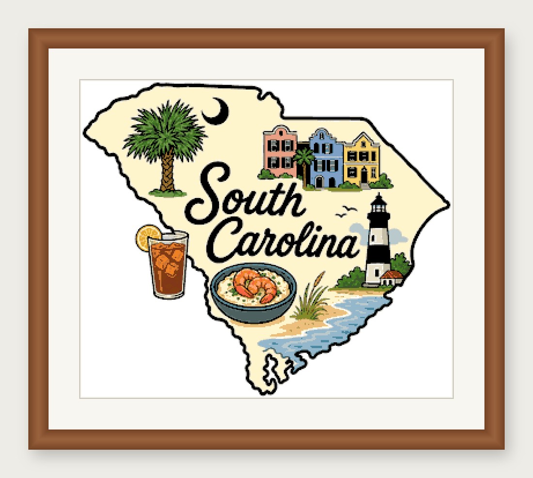 South Carolina State Cross Stitch Pattern, State Shape Travel Souvenir PDF