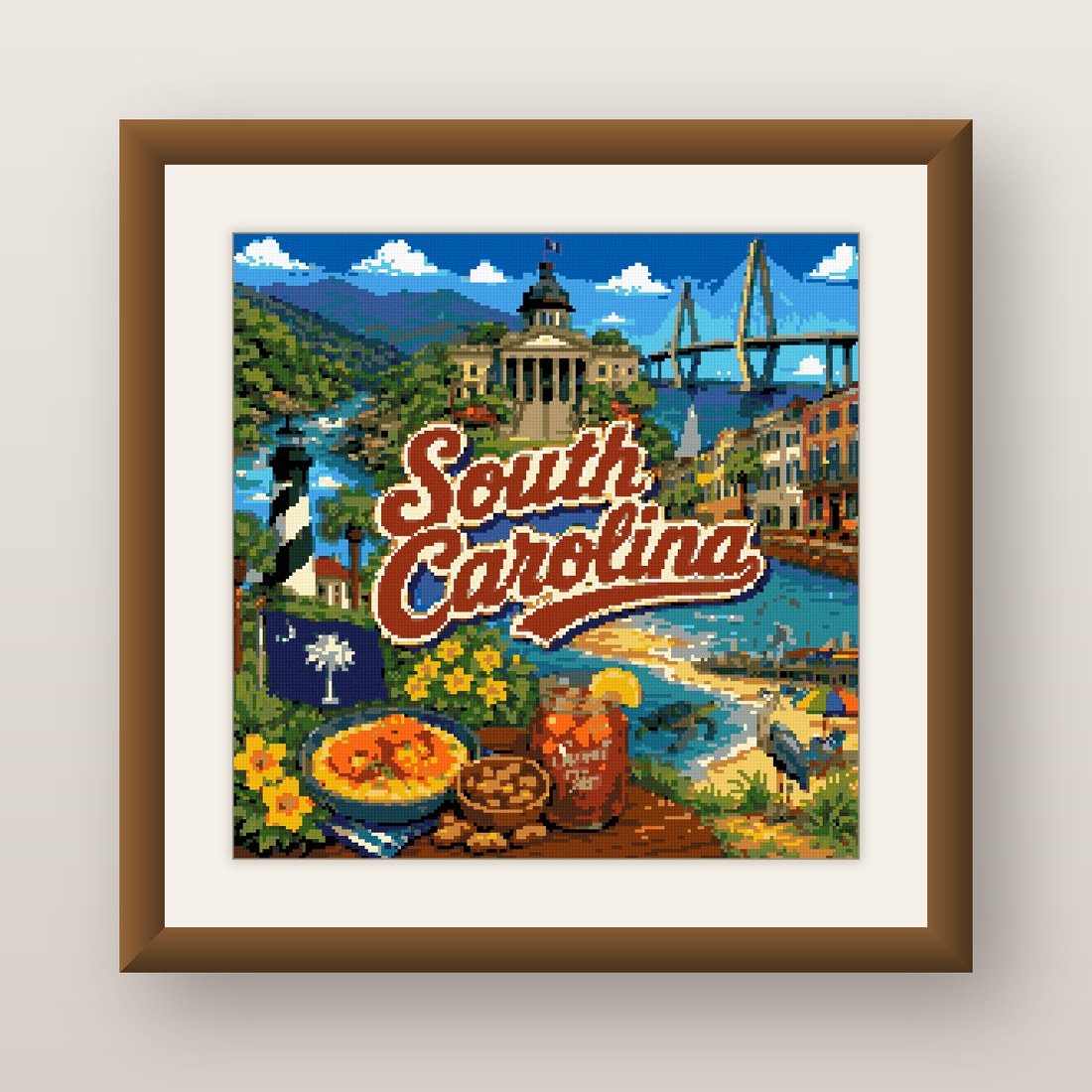 South Carolina Cross Stitch Pattern, Charleston Palmetto Souvenir PDF