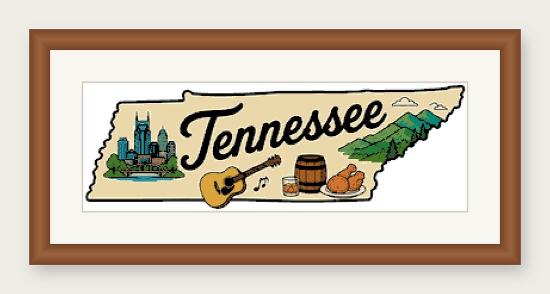 Tennessee State Cross Stitch Pattern, State Shape Travel Souvenir PDF