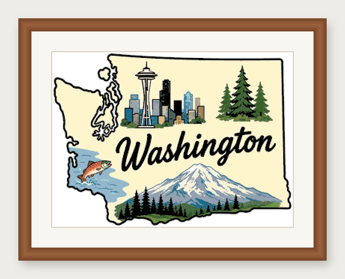 Washington State Cross Stitch Pattern, State Shape Travel Souvenir PDF