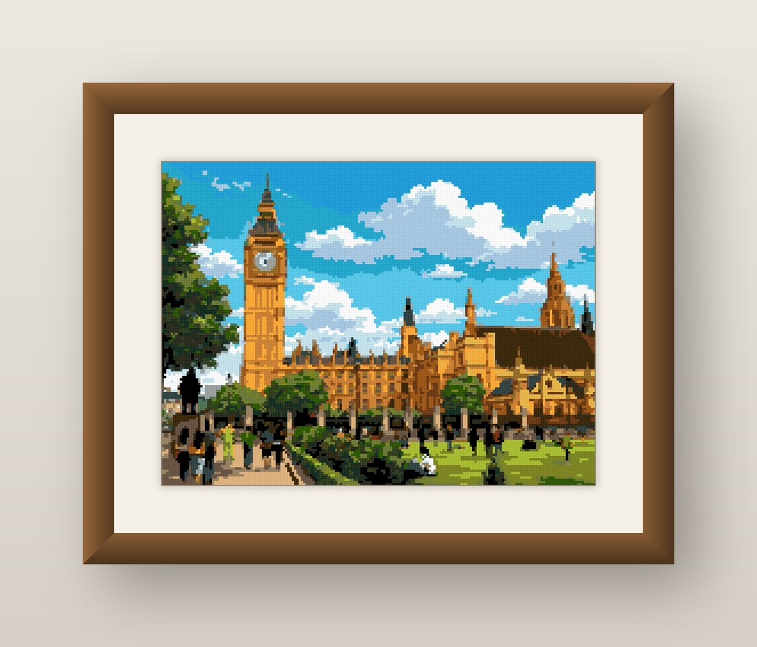 Big Ben Cross Stitch Pattern, London Parliament Skyline PDF