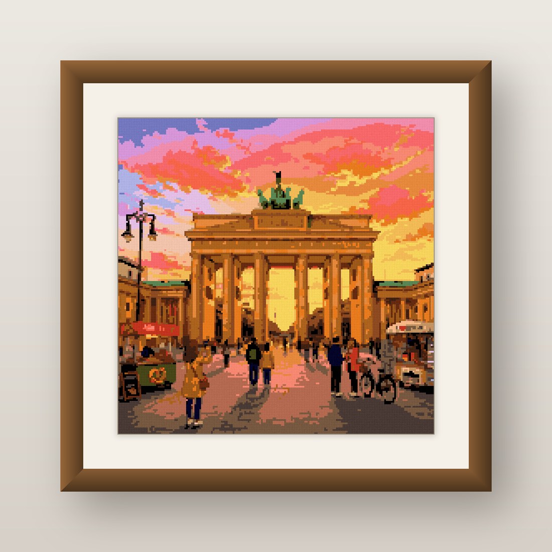 Berlin Sunset Cross Stitch Pattern, Brandenburg Gate Skyline PDF