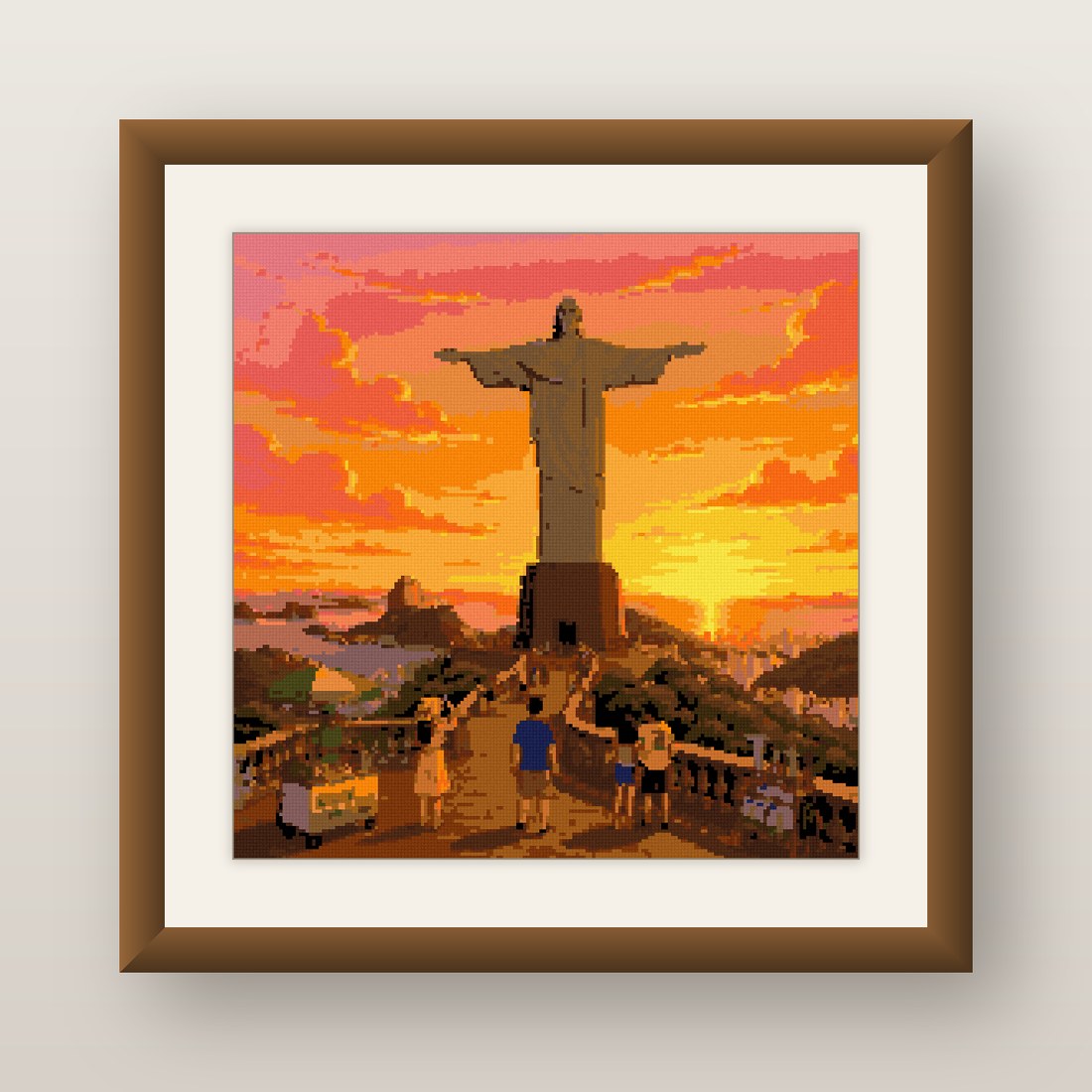 Rio Sunset Cross Stitch Pattern, Christ the Redeemer Skyline PDF