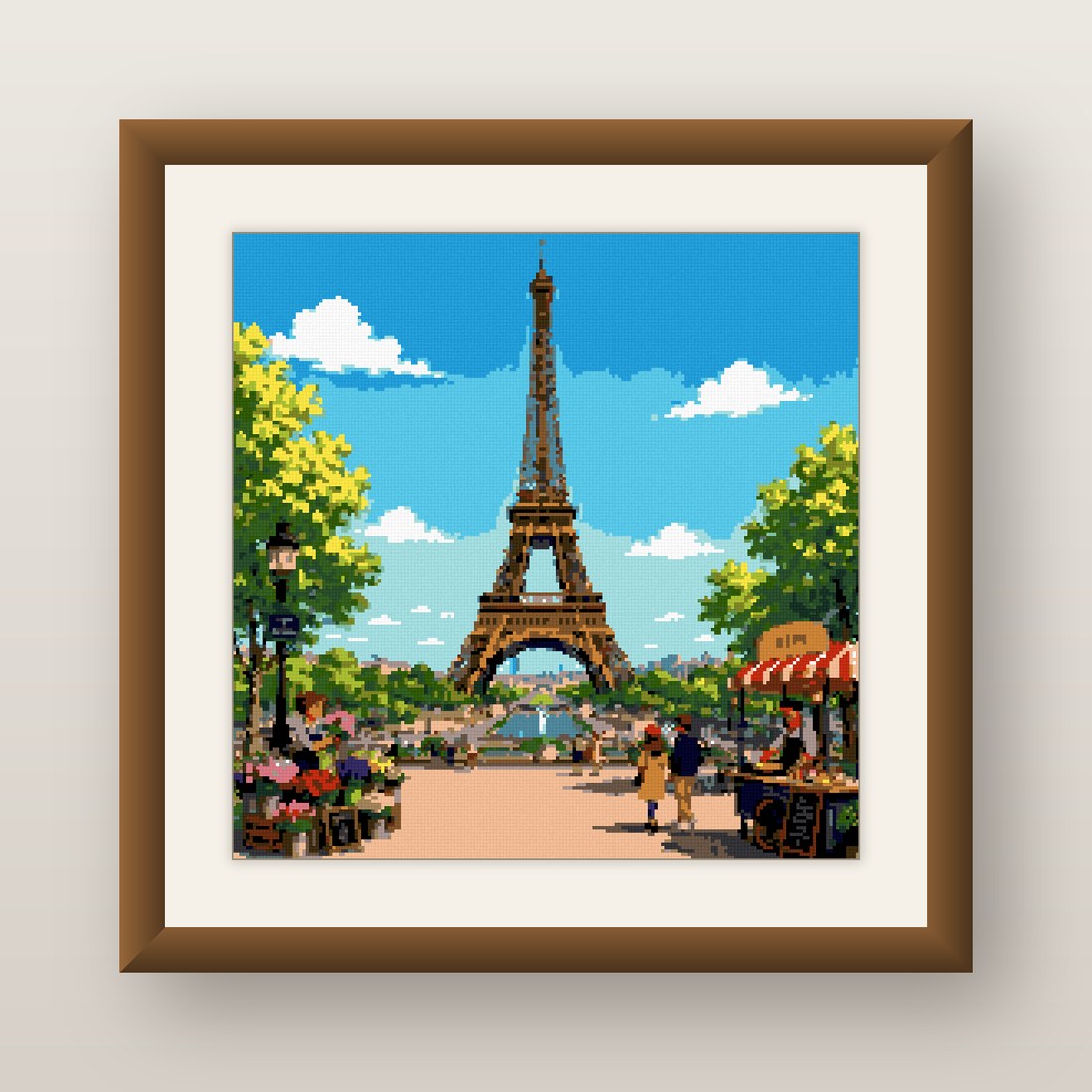 Eiffel Tower Cross Stitch Pattern, Paris France Flower Market PDF